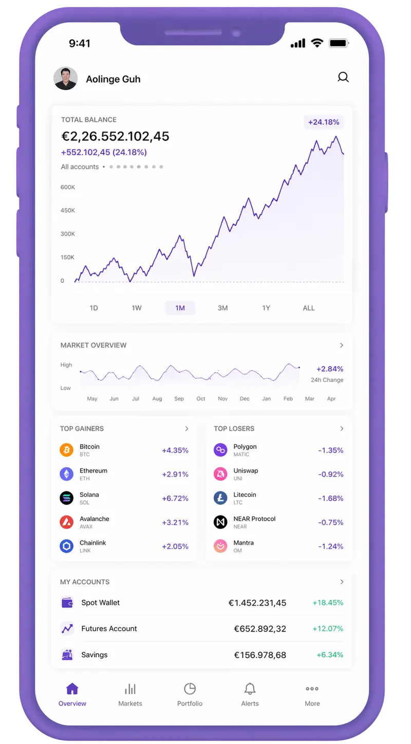 Grunn Fundvia mobile app showing portfolio overview